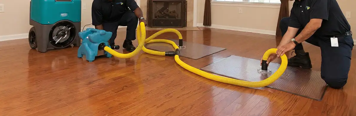 emergency water removal technicians extracting standing water from a home using professional equipment in San Jose, CA