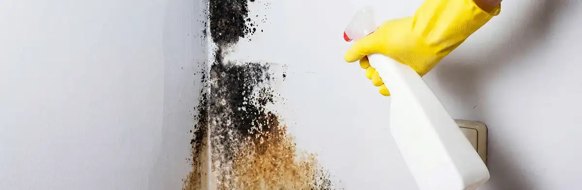 visible mold growth on an interior wall being treated during mold removal service in San Jose, CA
