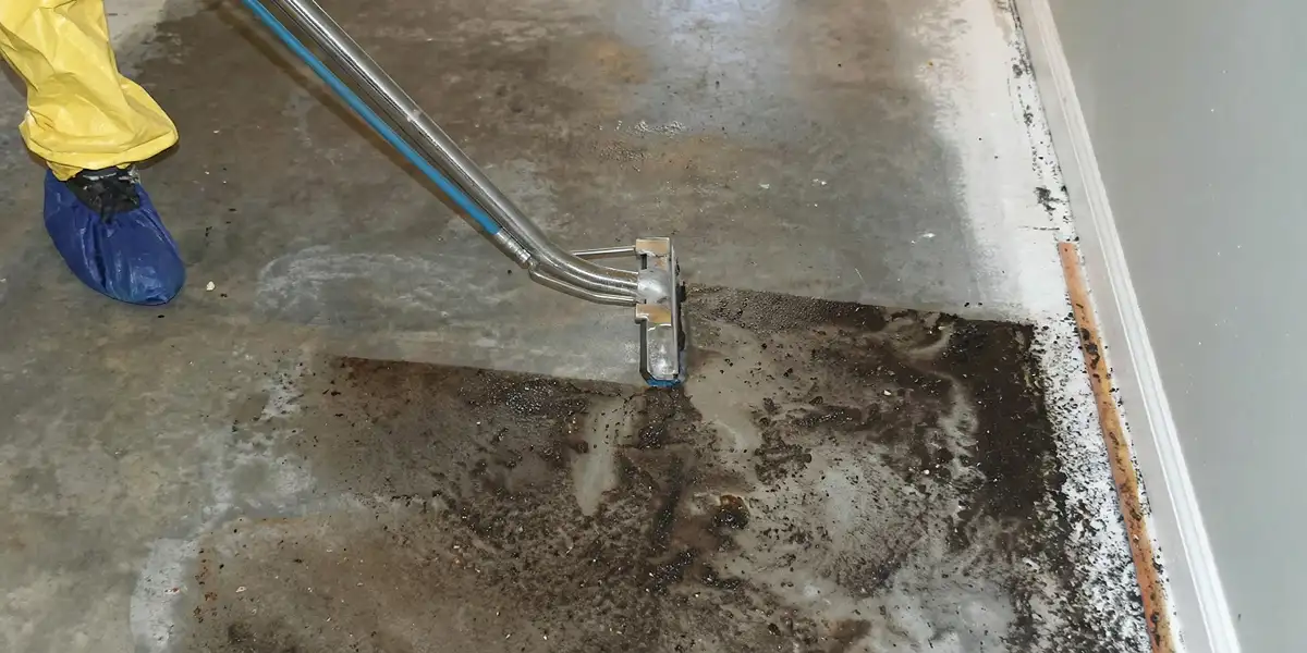 sewage removal technicians extracting contaminated wastewater from a residential floor in San Jose, CA