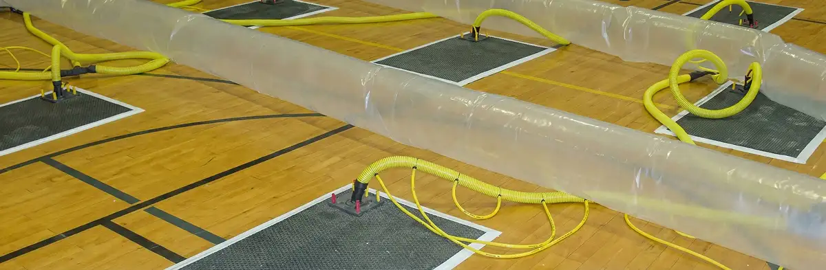 water clean up drying system set up to remove moisture and prevent further damage in San Jose, CA
